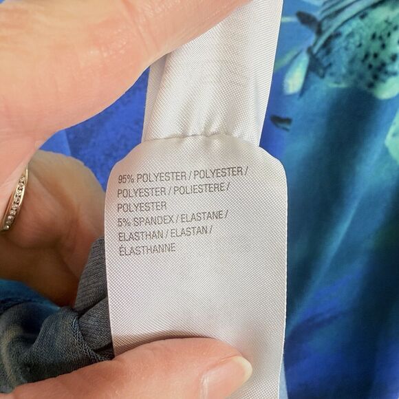 Bob Mackie Wearable‎ Art Blue Floral 3/4 Flare Sleeve Shirt Top Women's Small - Picture 6 of 6